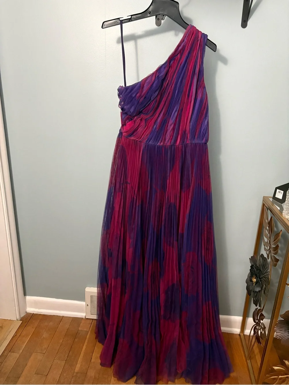 Hutch One-Shoulder Pleated Maxi Dress in Purple and Pink - Picture 2 of 5